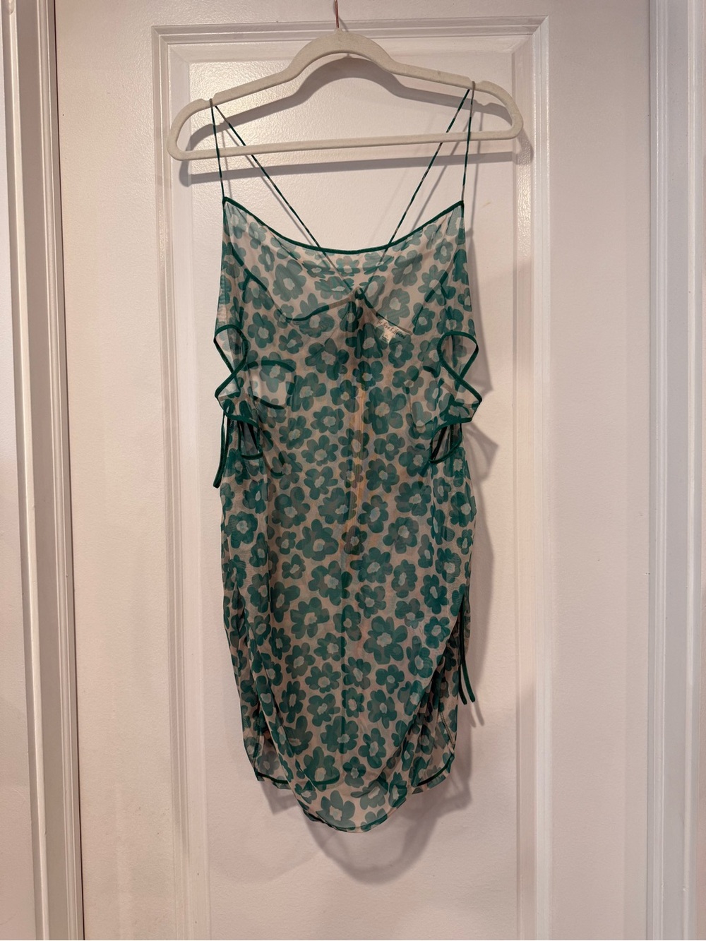 For Love And Lemons Teal Floral Sheer Slip